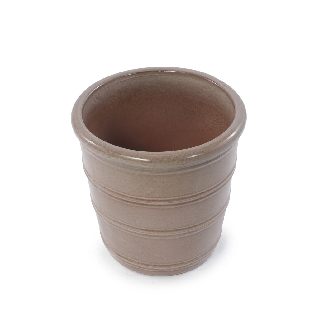 Vaso per piante in ceramica fatto a mano color talpa da 40,5 cm, resistente al gelo e decorativo
