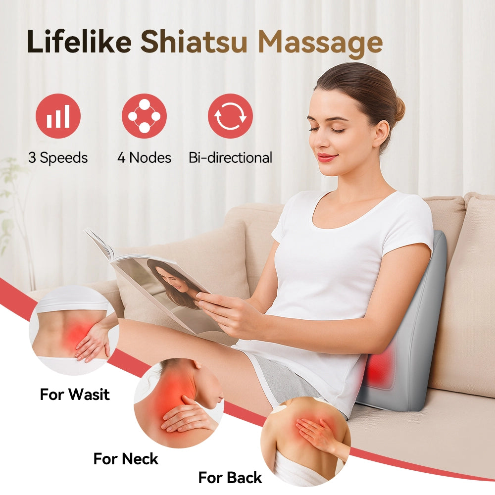 Cuscino massaggiante Shiatsu 3D con funzione riscaldante, massaggiatore portatile per collo e spalle da 12 V, massaggiatore elettrico per la schiena p