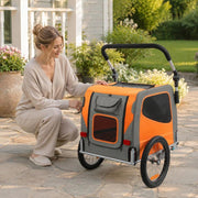 Dog Bike Trailer, Carries Up To 30 Kg, 2-in-1 Bike Carrier For Pet Strollers, Easily Foldable Frame With Quick-release Wheels, Universal Bike Hitch, Reflectors