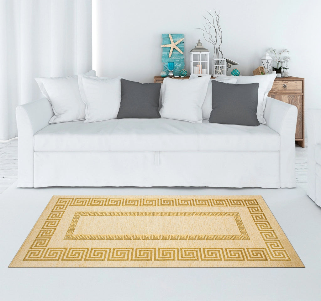 Tappeto Arredo Moderno Morbido in Ciniglia Ingresso Antiscivolo Prodotto Italiano  Soggiorno Camera Salotto Disegni Piazzati Cotone Varie Misure Grande Atena/Champagne - 65x220 cm