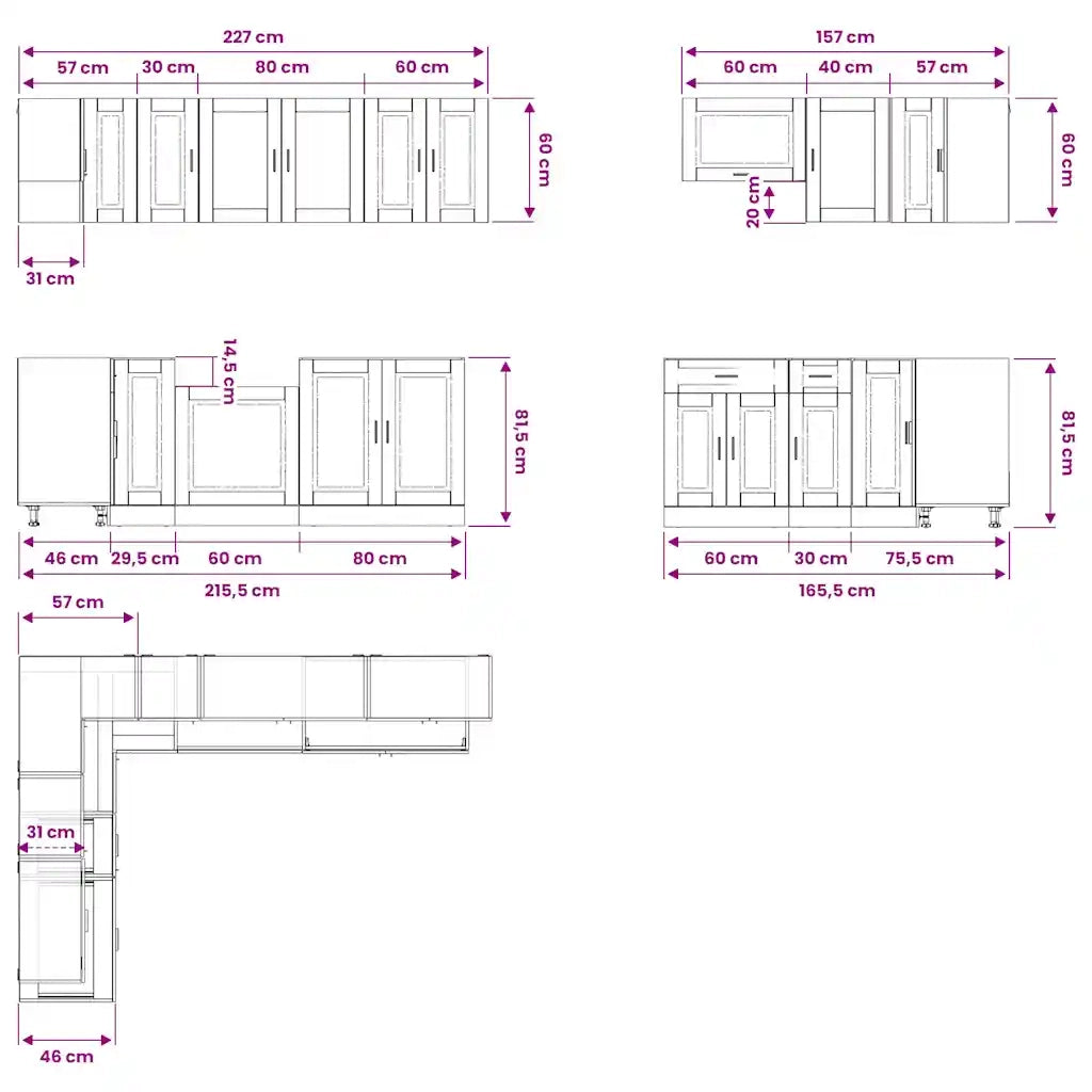 Set Mobili da Cucina 11 pz Porto Rovere Artigianale Truciolato 3314910