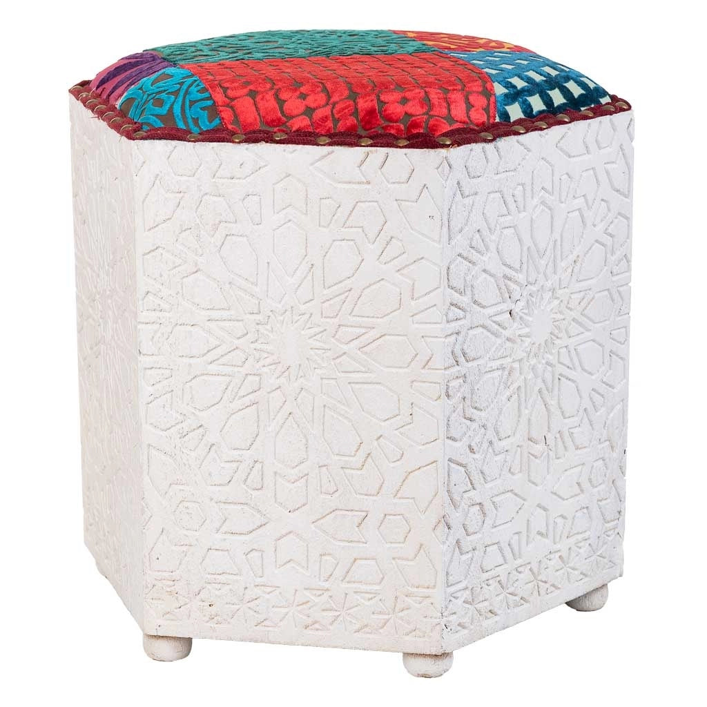 Sgabello in legno bianco 46x46x41h