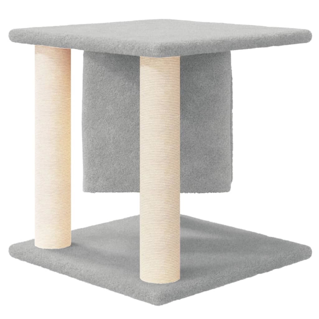 Albero per gatti mobile torre arrampicata gioco graffio tiragraffi piattaforma con pali in sisal chiaro 37 cm grigio 02_0022605