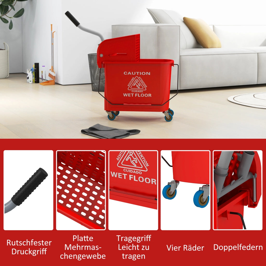 Secchio 20L con Strizzatore e Manico ¨C Zephmum ¨C Rosso