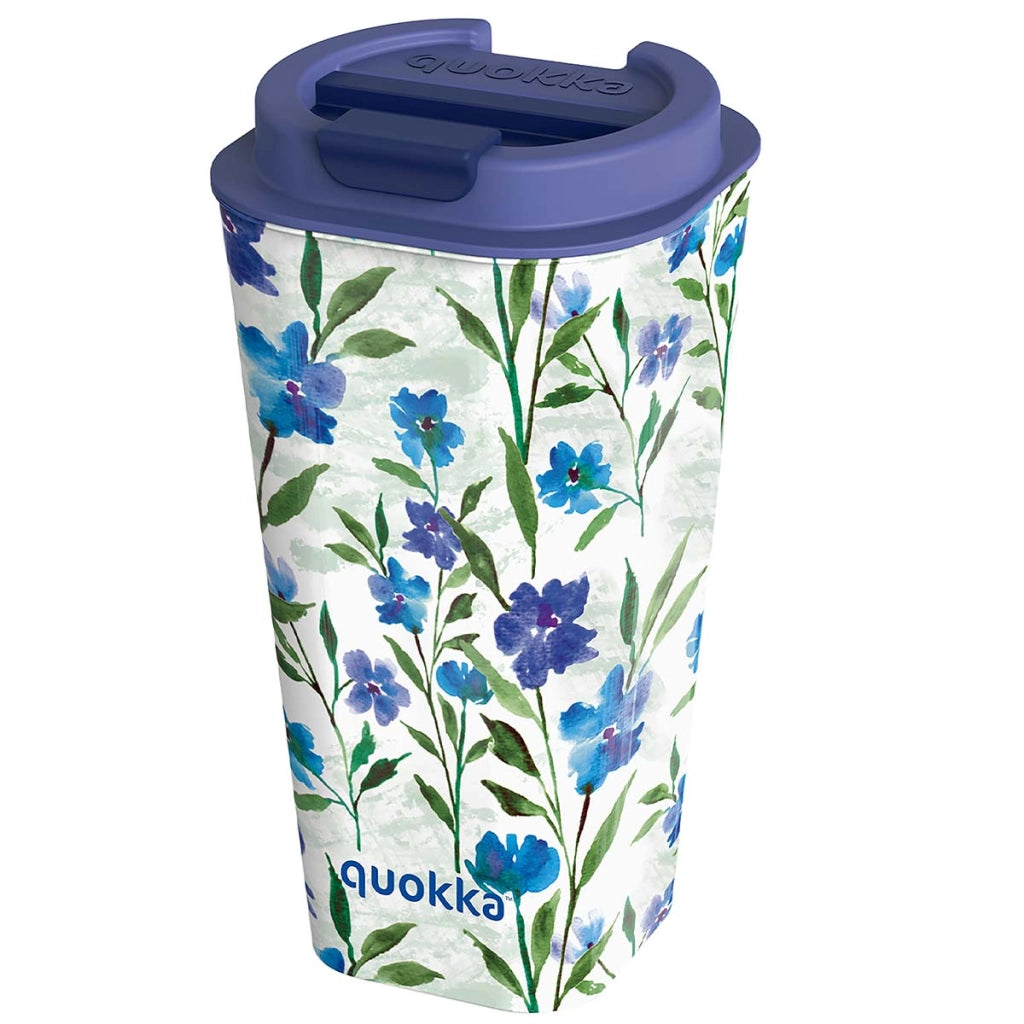 Bicchiere Termico 450ml Doppia Parete Antifuoriuscita Ermetico senza BPA Blu Quokka
