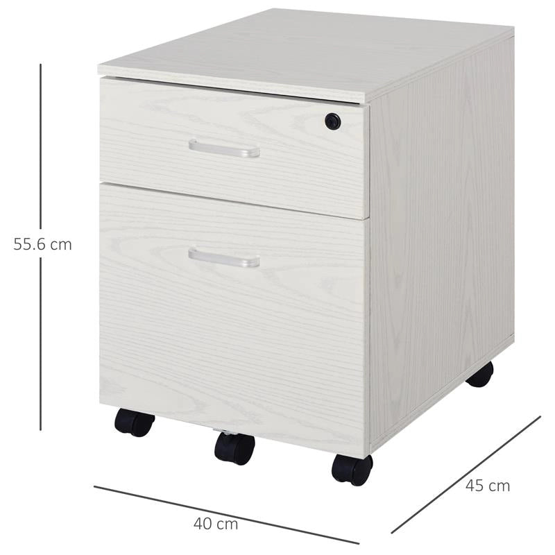 CASSETTIERA PORTADOCUMENTI DA UFFICIO CON 2 CASSETTI IN LEGNO BIANCO
