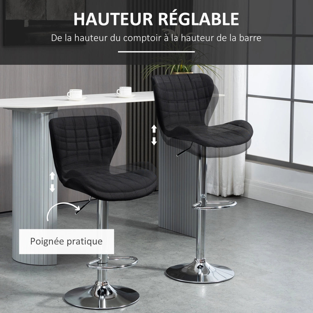 Sgabelli da Bar Design Moderno Regolabili Girevoli 360¡ã ¨C Minimal ¨C 2 Pezzi, Nero