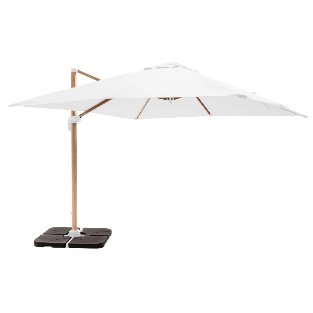 Oviala - Ombrellone sporgente 3x3m e 4 piastrelle da riempire bianco