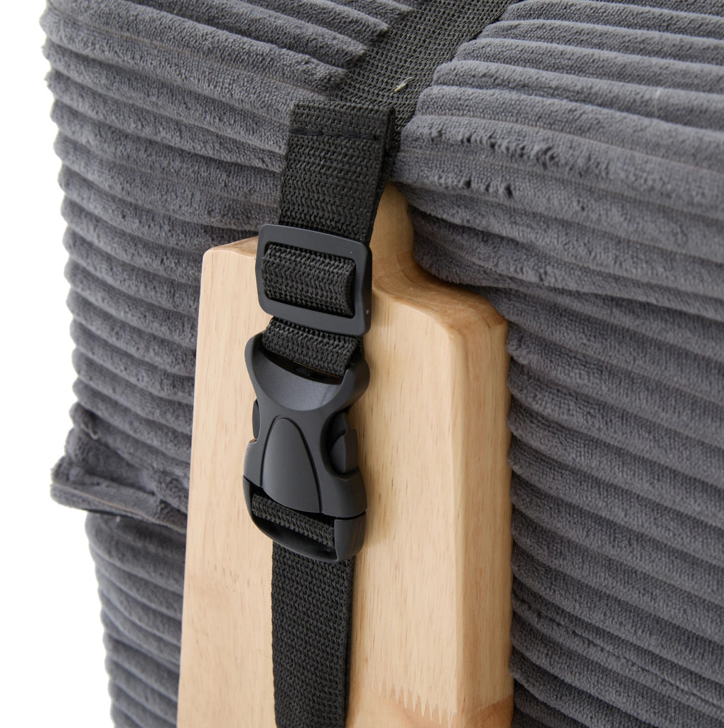 Poltrona letto pieghevole 90x170 cm in velluto a coste grigio scuro
