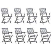 Sedie da Giardino Pieghevoli 8 pz con Cuscini Massello Acacia 3078283