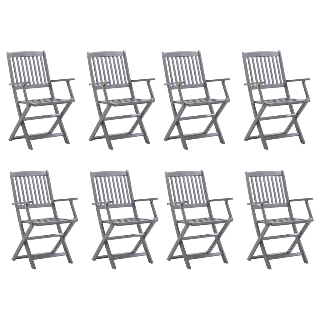 Sedie da Giardino Pieghevoli 8 pz con Cuscini Massello Acacia 3078283
