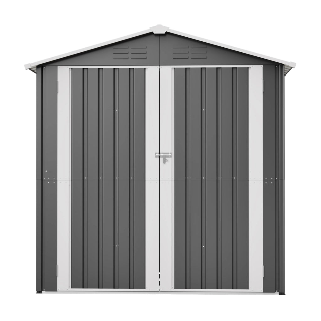 Casetta da giardino ULEVR 185,4x142,3x185 cm in acciaio zincato grigio con porta chiudibile, fondazione e ventilazione
