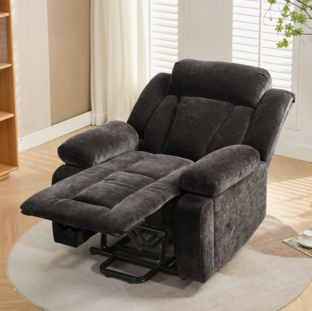 Poltrona relax elettrica elevabile con massaggio 8 punti, riscaldamento lombare e USB marrone