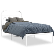 Letto singolo | Letto per adulti | Giroletto con Testiera Metallo Bianco 80x200 cm
