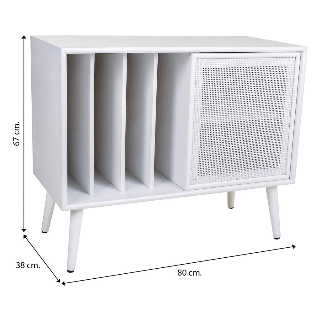 Mobile base in legno bianco e rete 80x38x67h