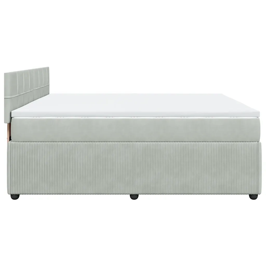 Giroletto a Molle con Materasso Grigio Chiaro 180x200cm Velluto