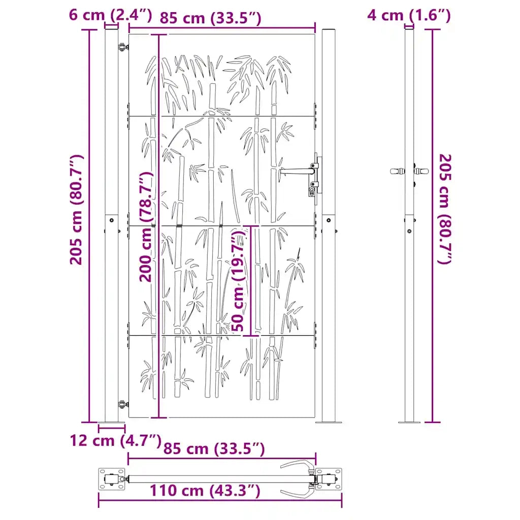Cancello da giardino con blocco Nero 110 x 205 cm CFW1722348