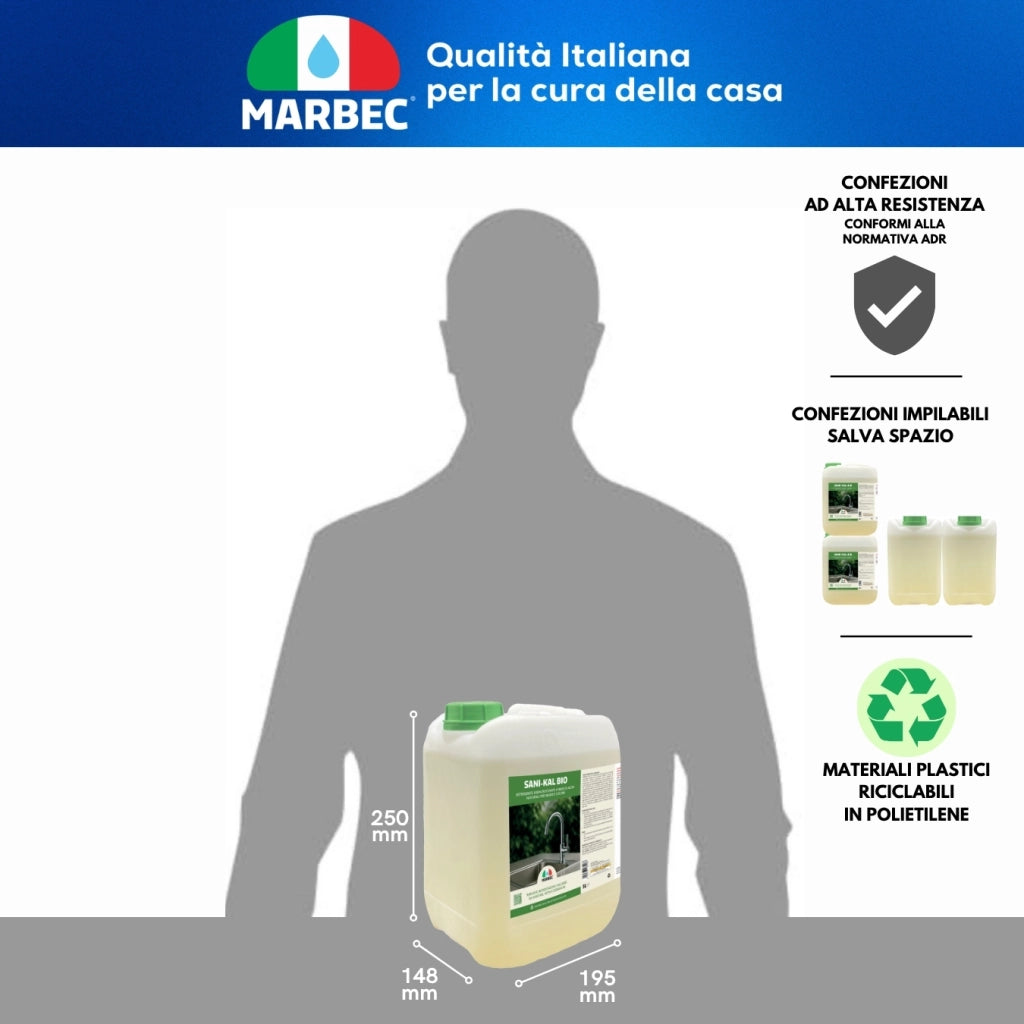 Detergente anticalcare delicato, pulizia efficace e brillantezza duratura Marbec SANI-KAL BIO - 5LT