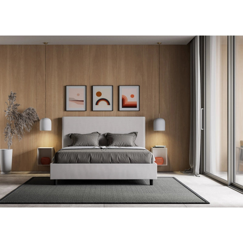 Letto imbottito Matrimoniale 170x190 cm Focus - Bianco,Similpelle,Senza rete
