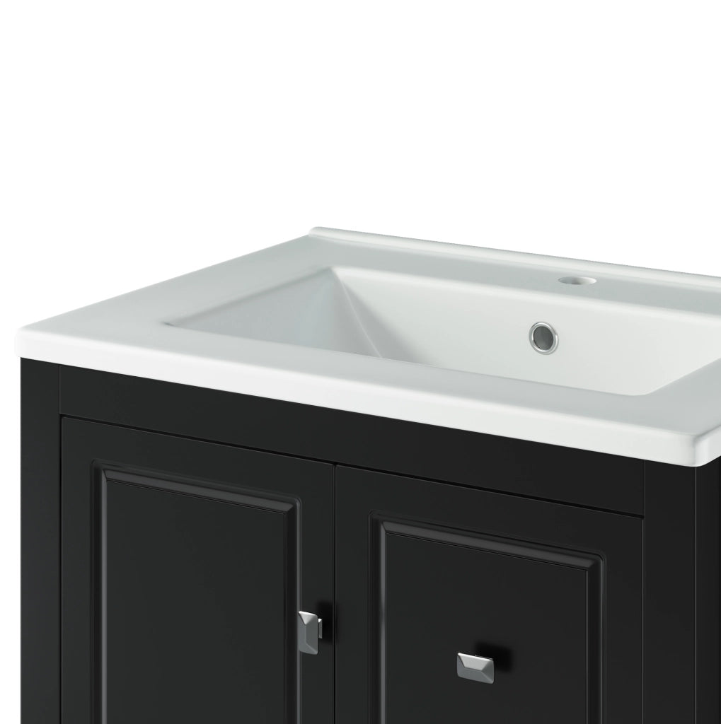Mobile bagno nero 62x47x90 cm con lavabo in ceramica e ampio spazio contenitivo