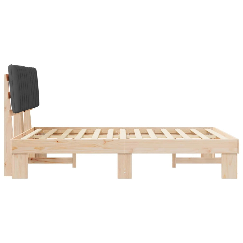 Letto con Testiera Rivestita Grigio scuro 135 x 190 cm