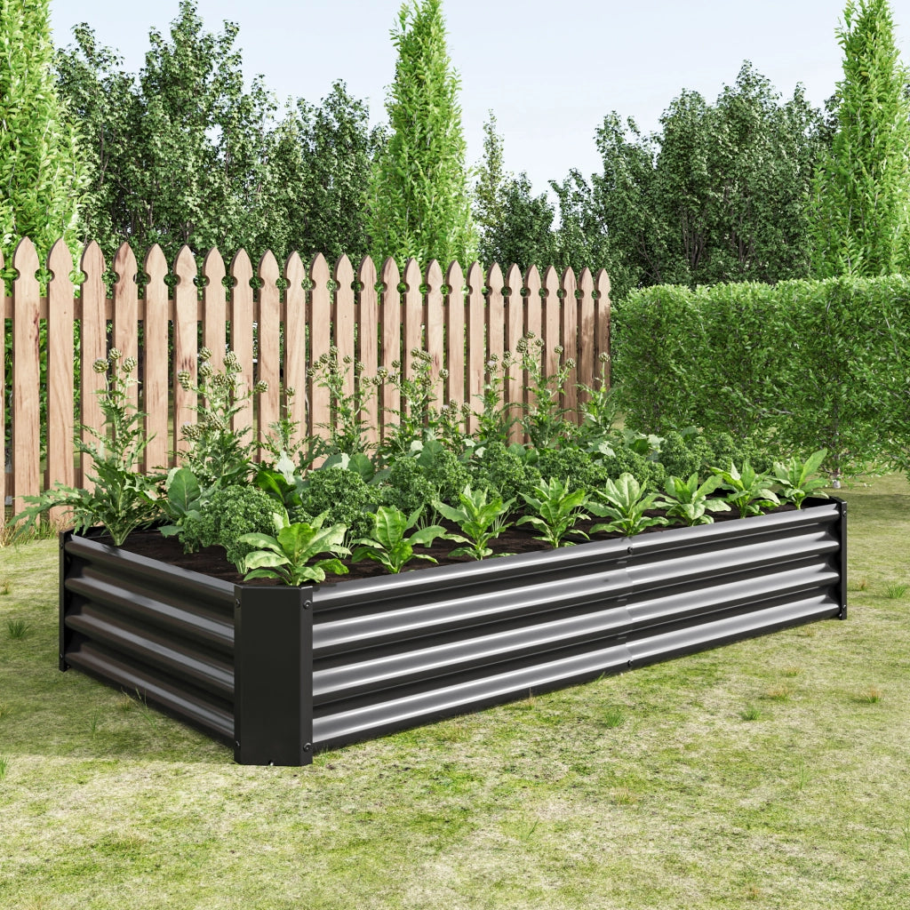 Hochbeet in metallo 180 x 91 x 30 cm, struttura zincata senza fondo, colore nero