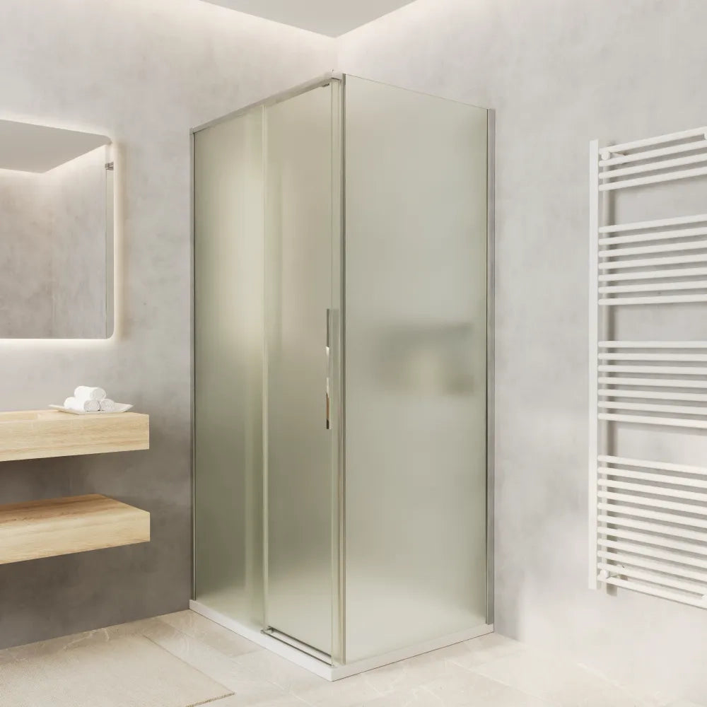 Box doccia 120x90cm scorrevole profili cromati vetro 8mm opaco anticalcare h200 | Gili