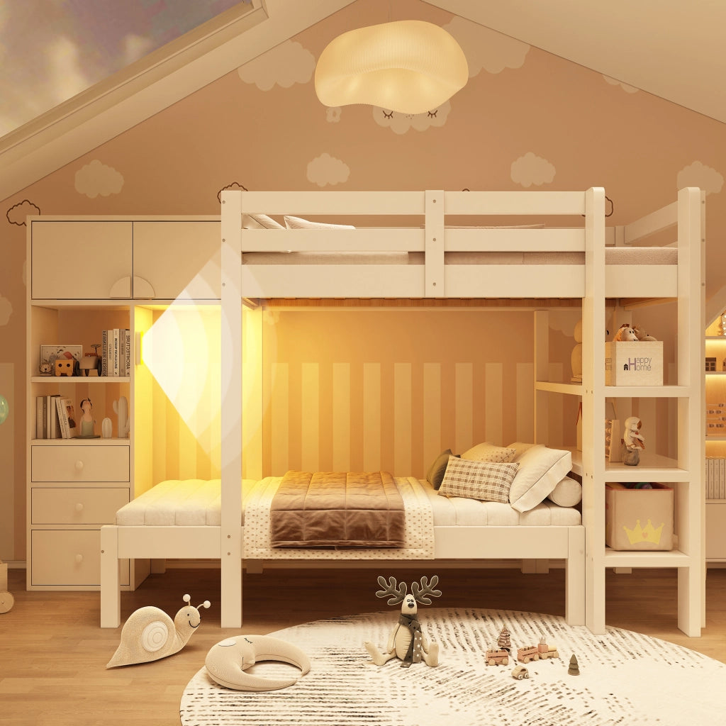 Letto a castello sfalsato 90x200 cm con armadio