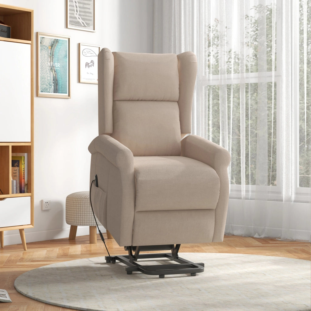 Poltrona Relax Elettrica con Funzione Letto e Alzata, Max 200kg, 72,5x94x109cm, Crema