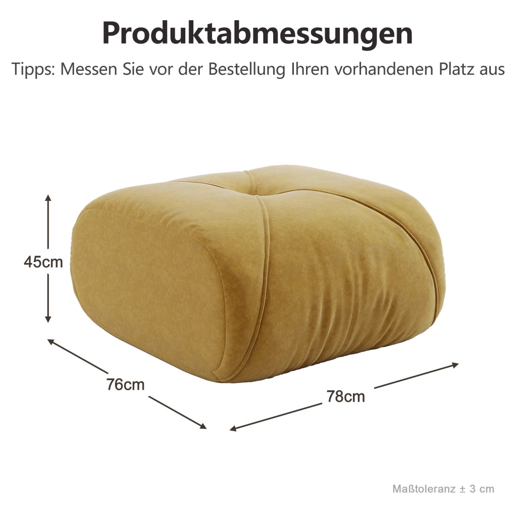 Pouf Elowin in Chenille Giallo dal design ergonomico e confortevole