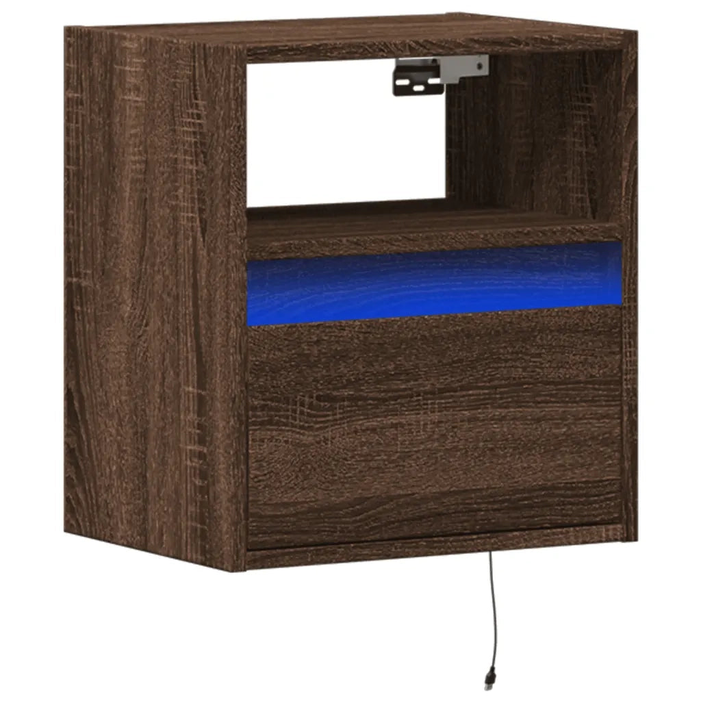 Mobile TV a Parete | Armadietto TV | Mobile Porta TV con Luci LED Rovere Marrone 41x31x45 cm