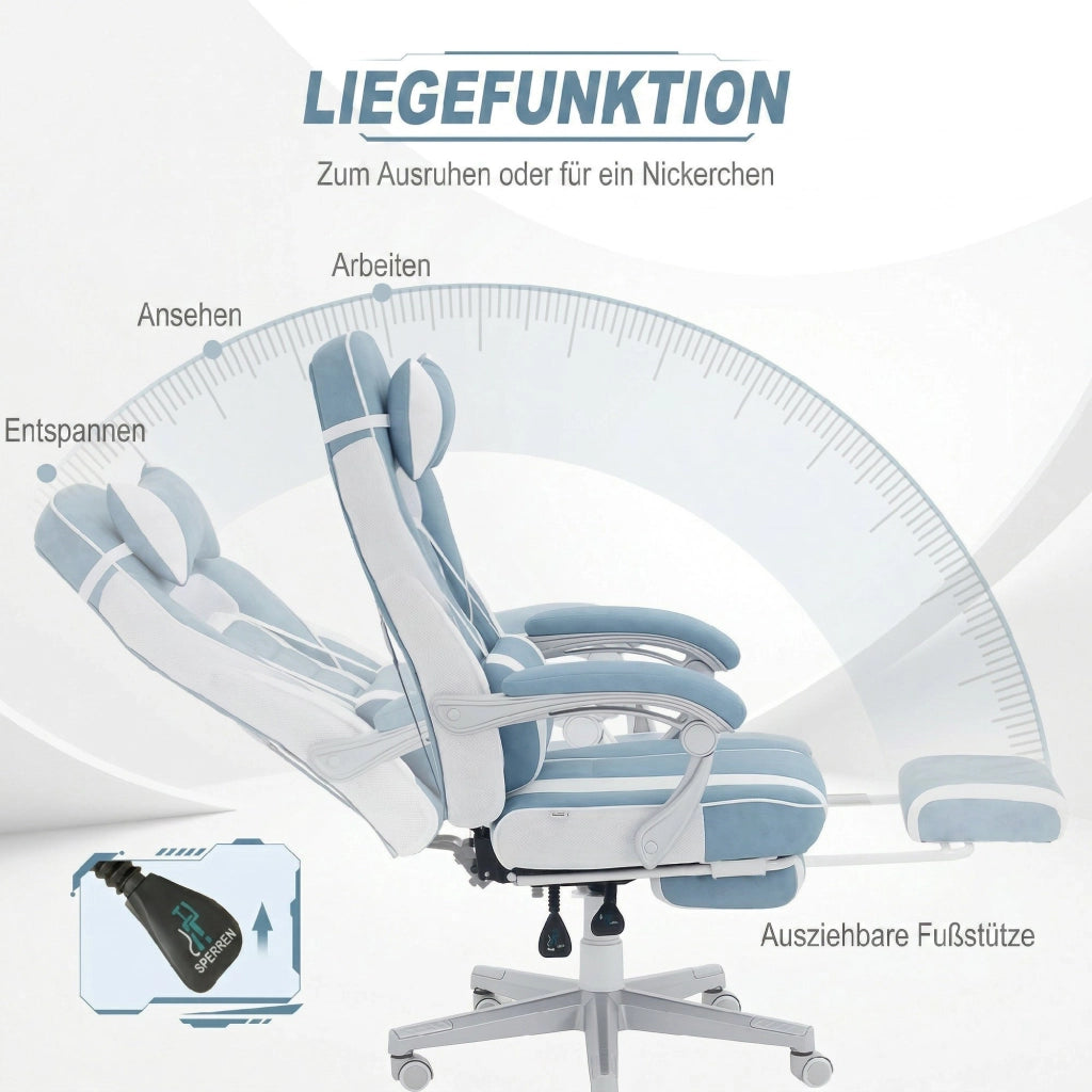 Poltrona Gaming Ergonomica ¨C Minimal ¨C Blu, Tessuto, 63x63x123cm
