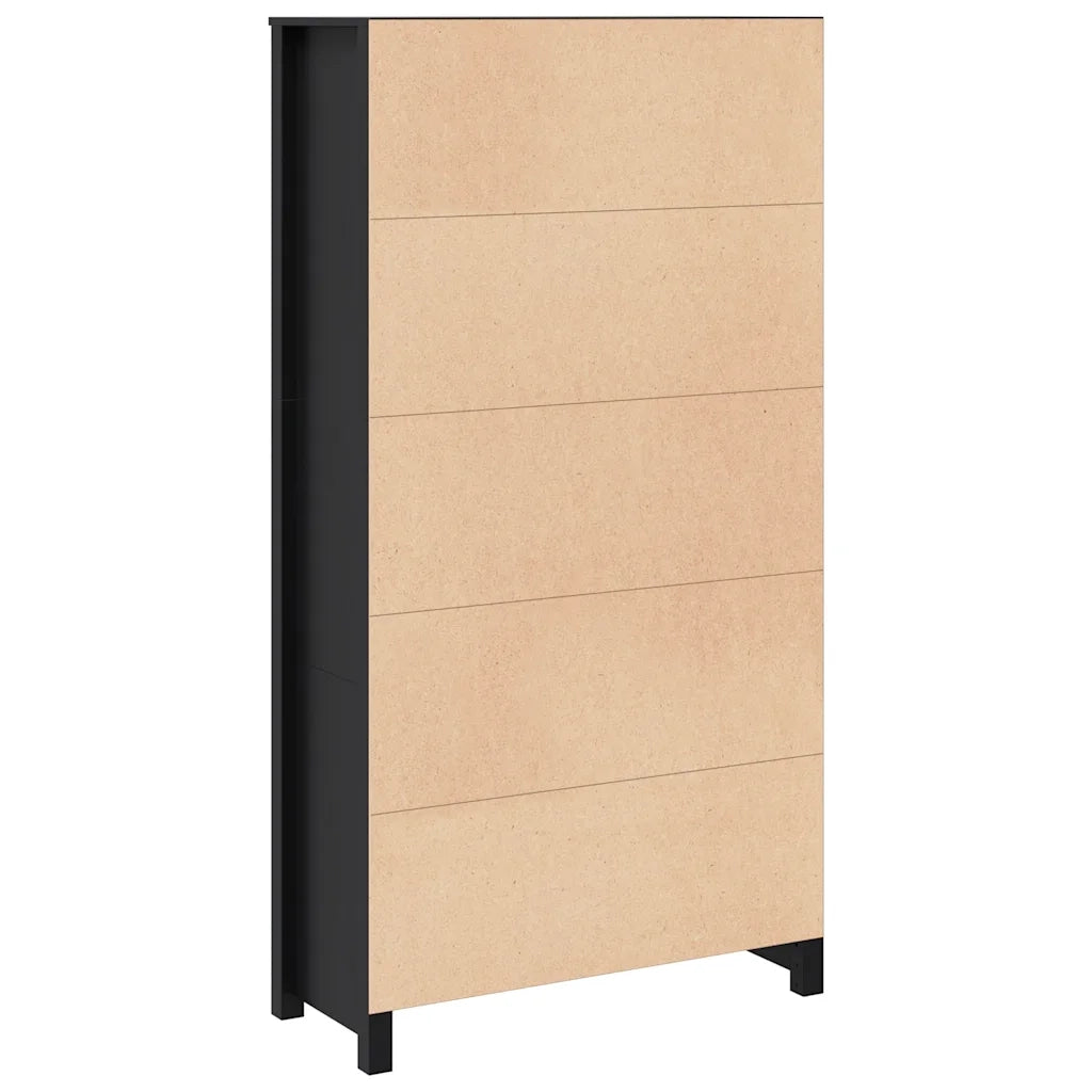 Credenza-Buffet-Armadio da cucina Nera 80x35x154 cm in Legno Massello di Pino