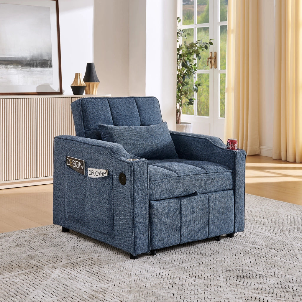 Divano Letto 3 in 1 con USB ¨C Xylo ¨C Blu Navy, Trasformabile