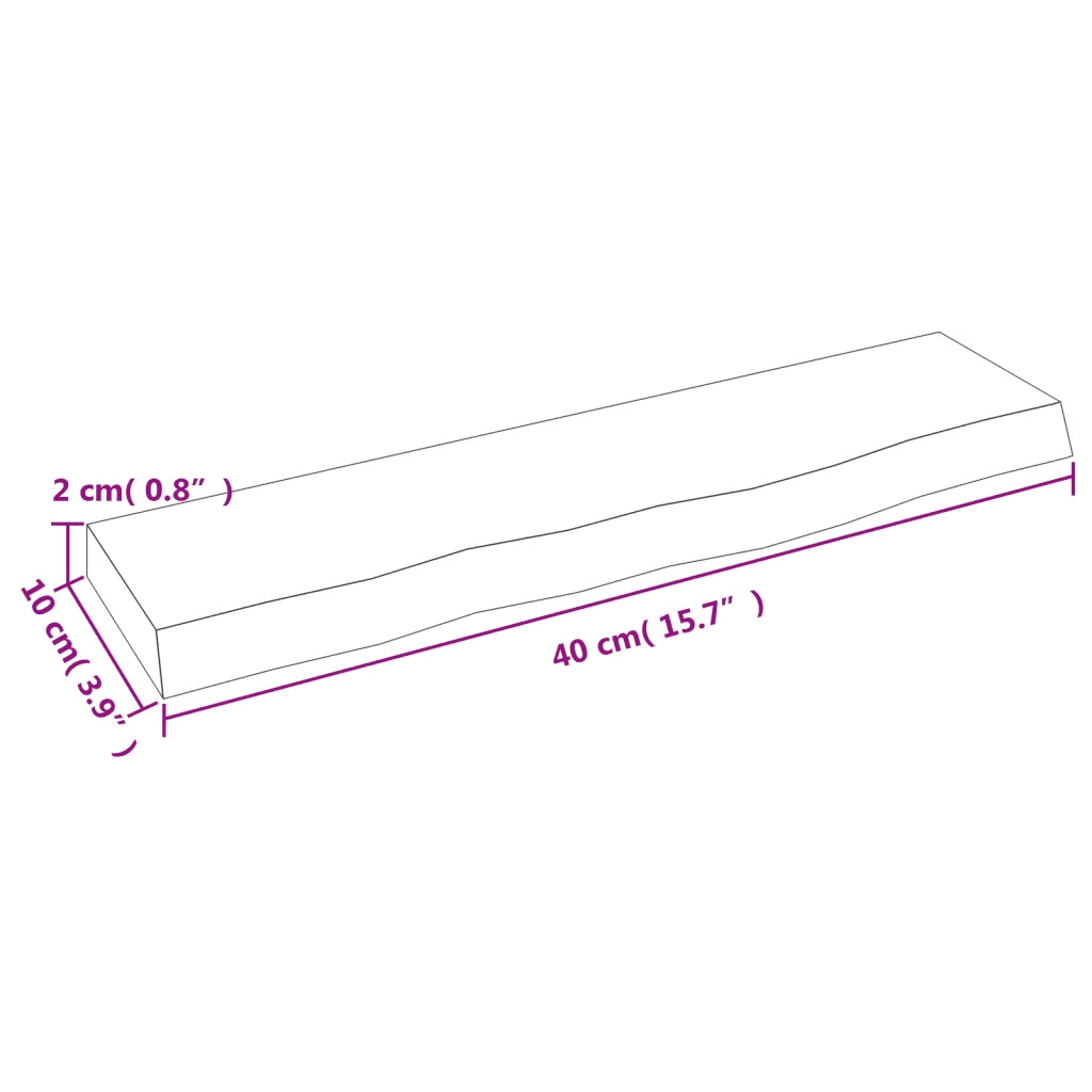 Ripiano a Parete 40x10x2 cm Legno Massello Rovere Non Trattato 363500