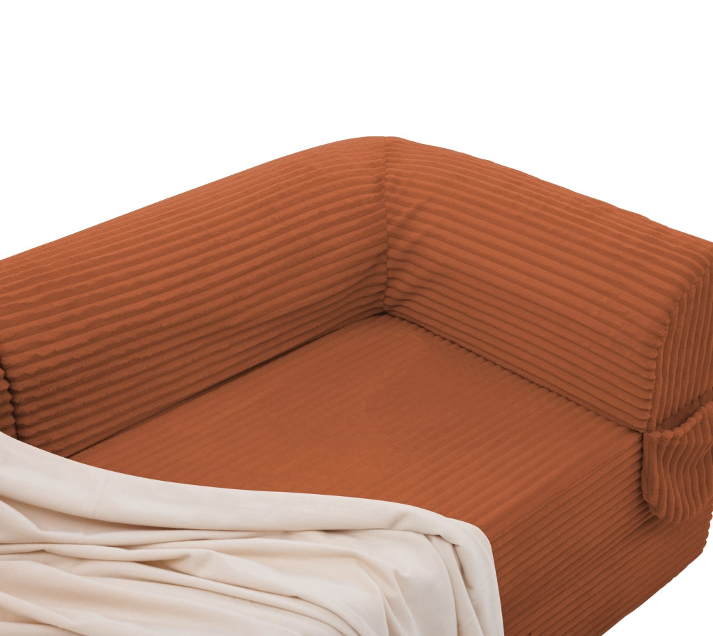 DIVANO LETTO 2 posti convertibile in tessuto a coste arancione