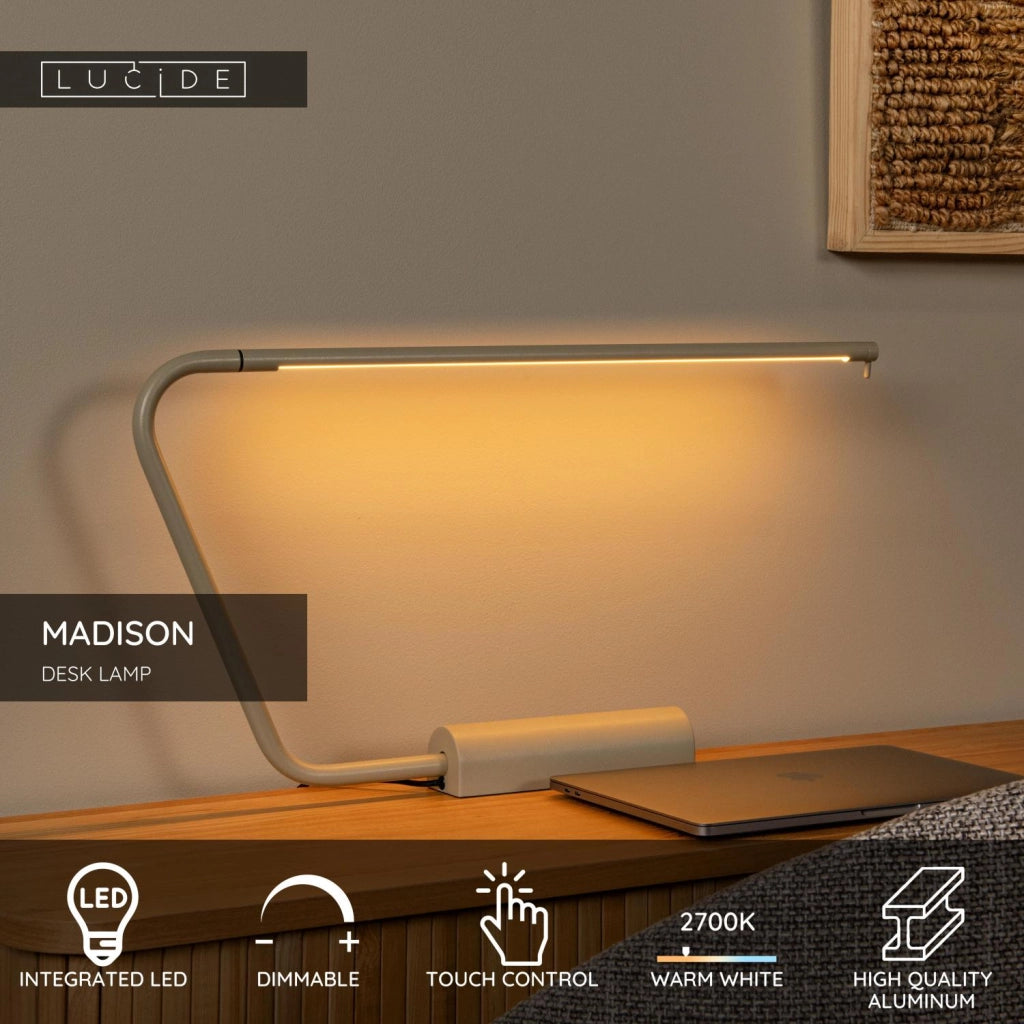 Lampada da scrivania LED nera marrone MADISON Lucide