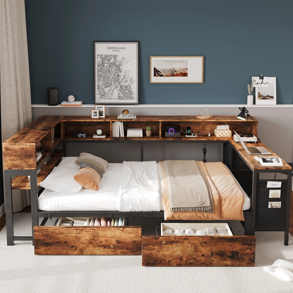 letto metallo legno nero naturale 120 x 200 cm