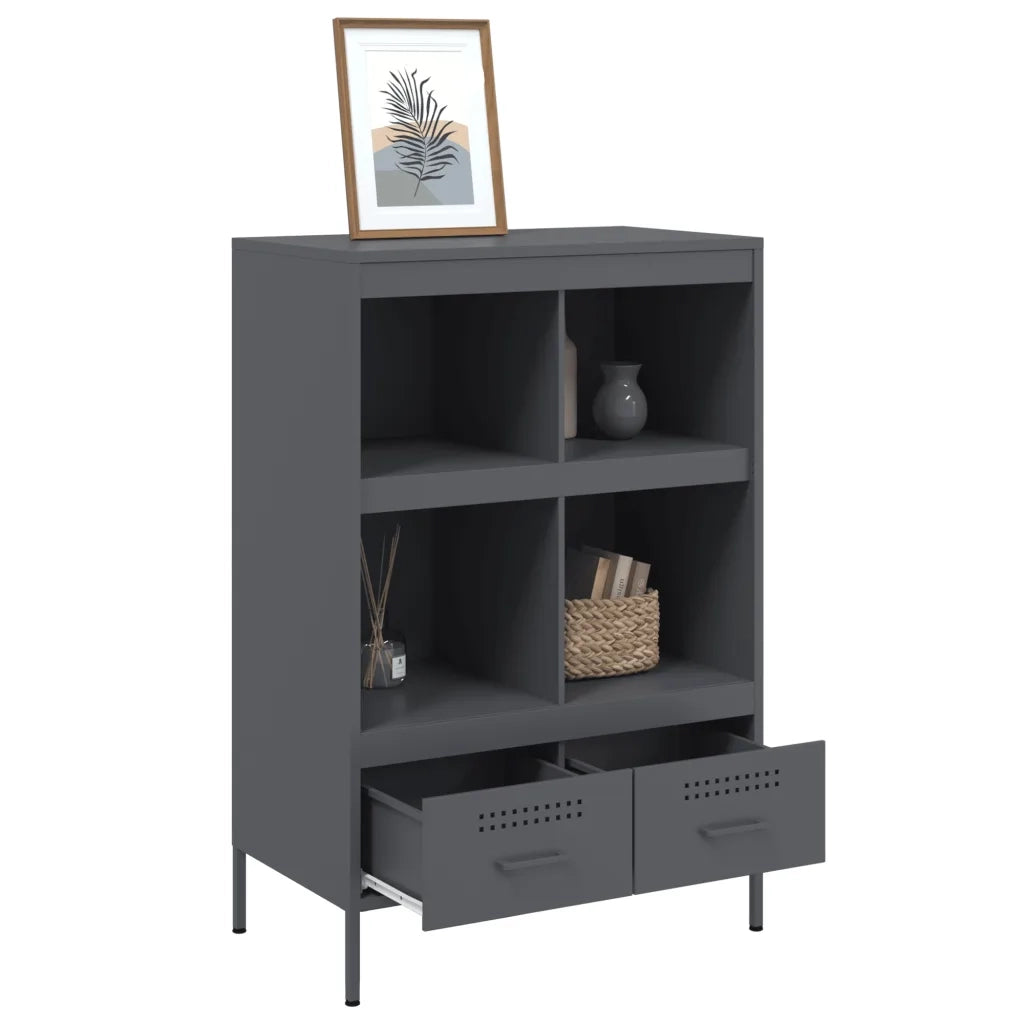 Credenza | Madia | Buffet da pranzo | Armadio da pranzo Antracite 68x39x101,5 cm Acciaio