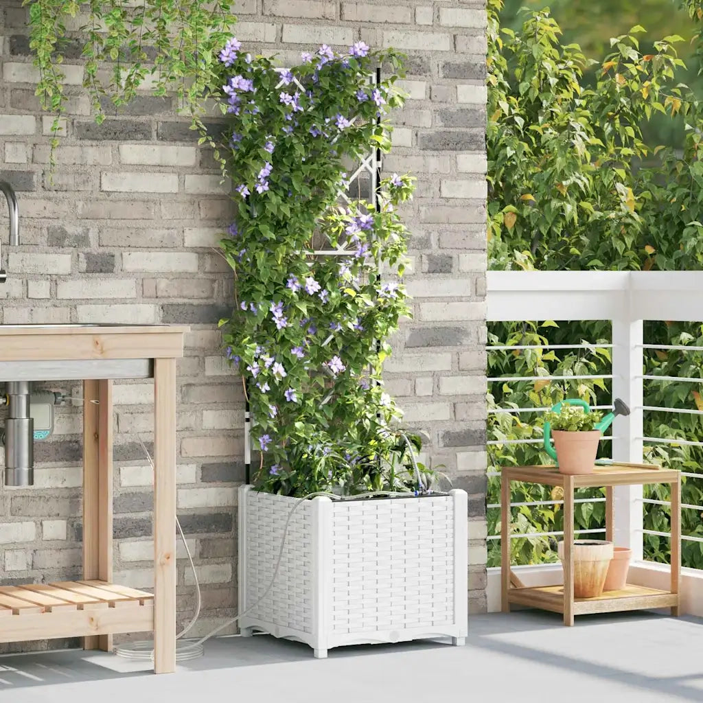 Fioriere | Cassetta per fiori | Vaso da giardino Bianco 40 x 40 x 142 cm Plastica