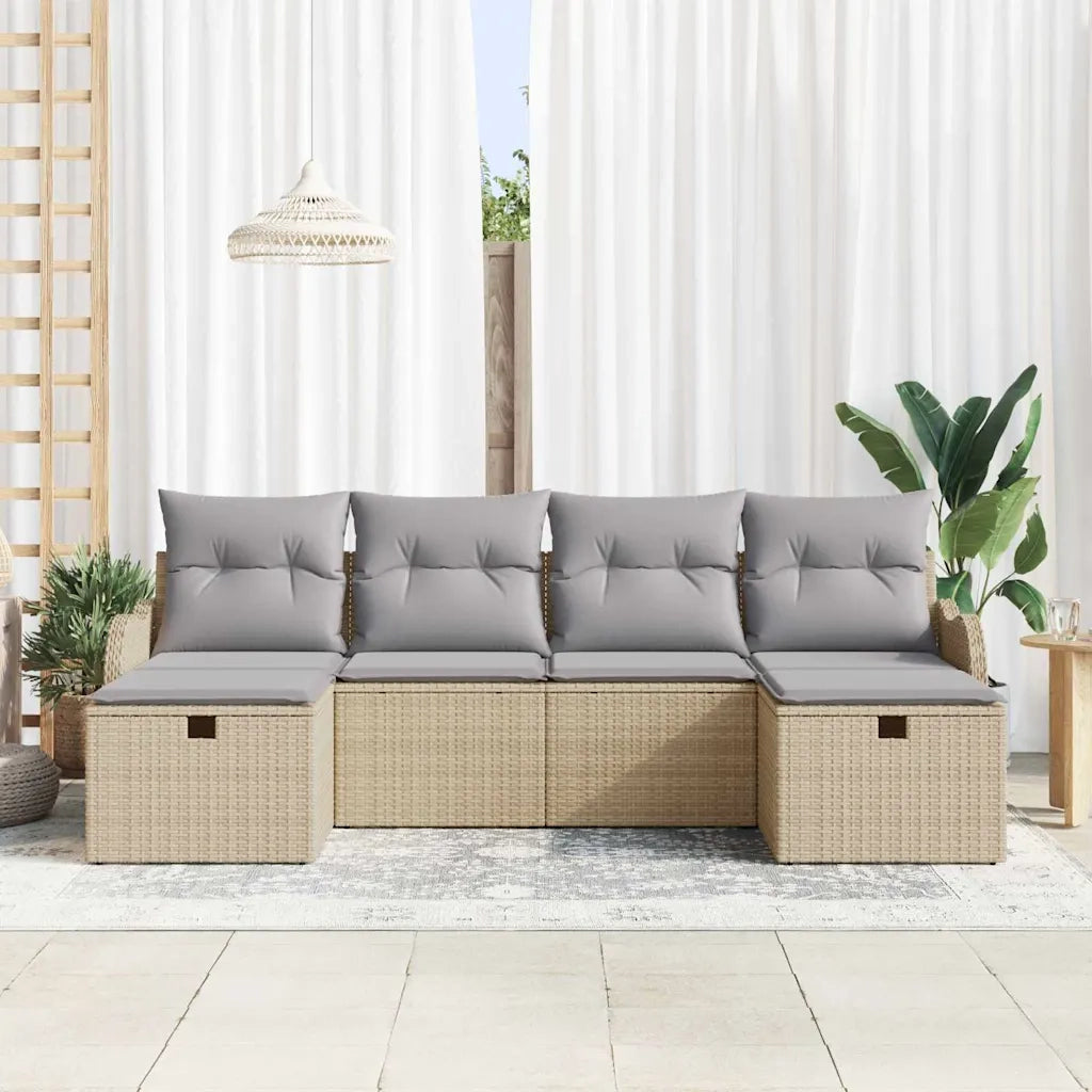 Set di divani 6 pcs Beige e Grigio Chiaro polyrattan