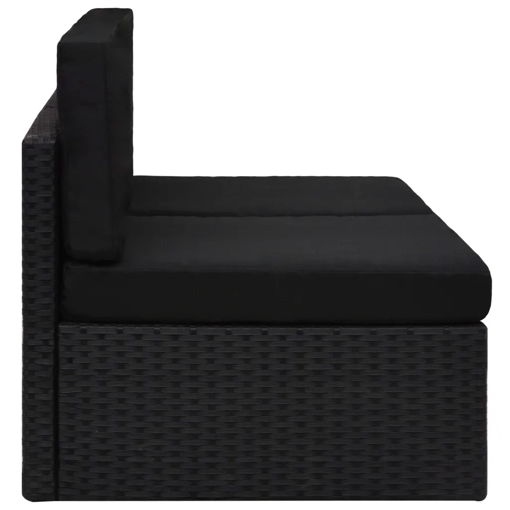 Divano Modulare a 2 Posti in Polyrattan Nero 49503
