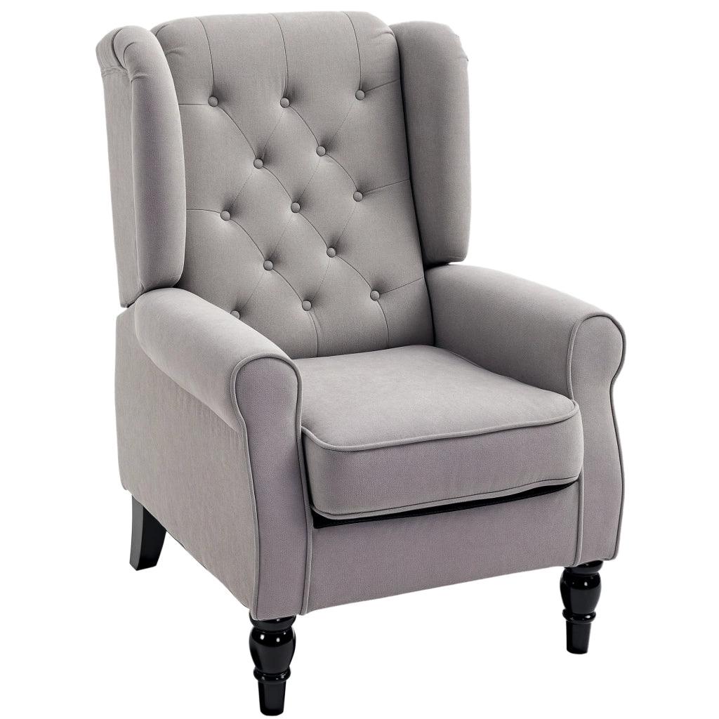 Poltrona Camera da Letto Imbottita con Braccioli ¨C Minimal ¨C Grigio, Gambe in Legno