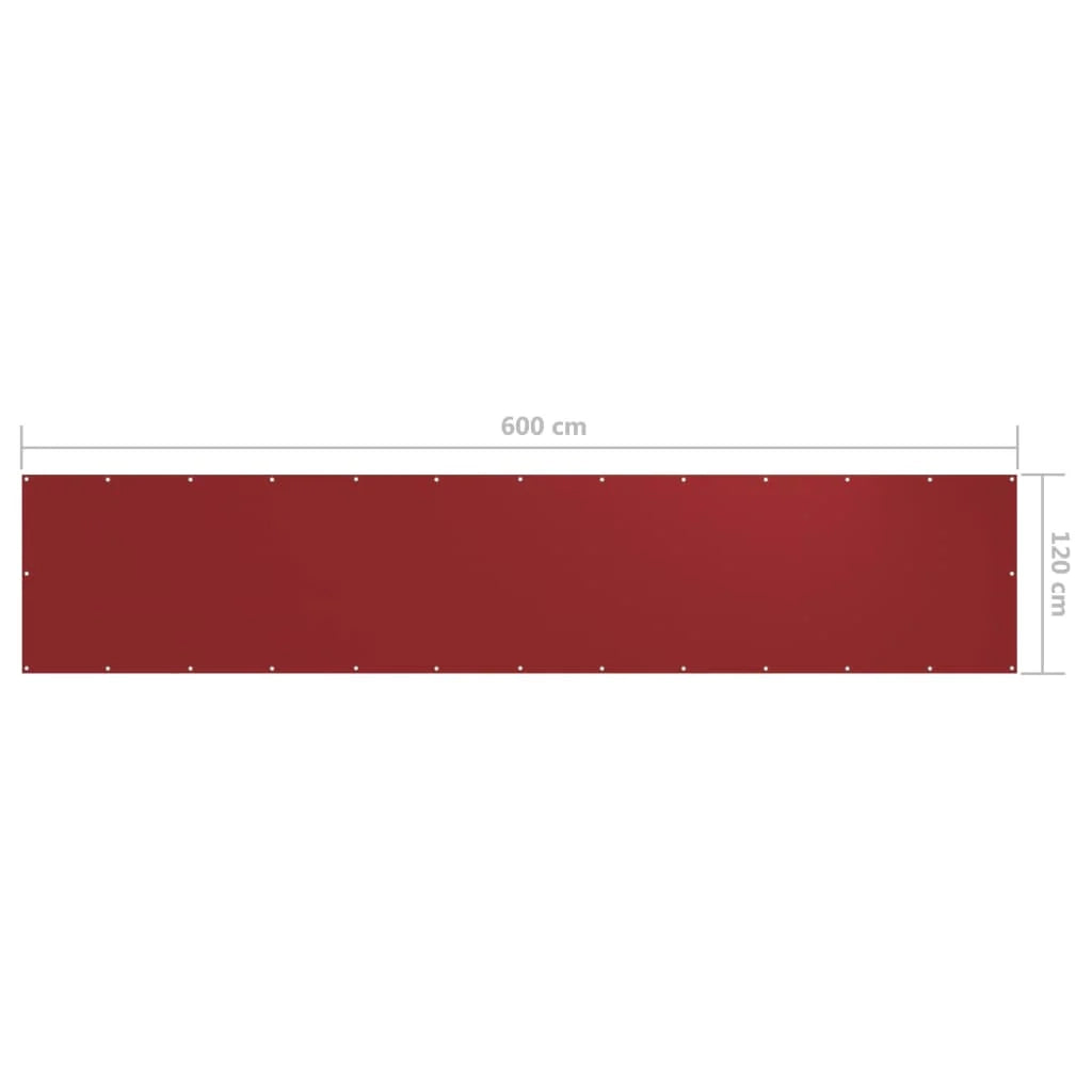 Schermo per balcone schermo per la privacy 120 x 600 cm tessuto Oxford rosso 02_0010349