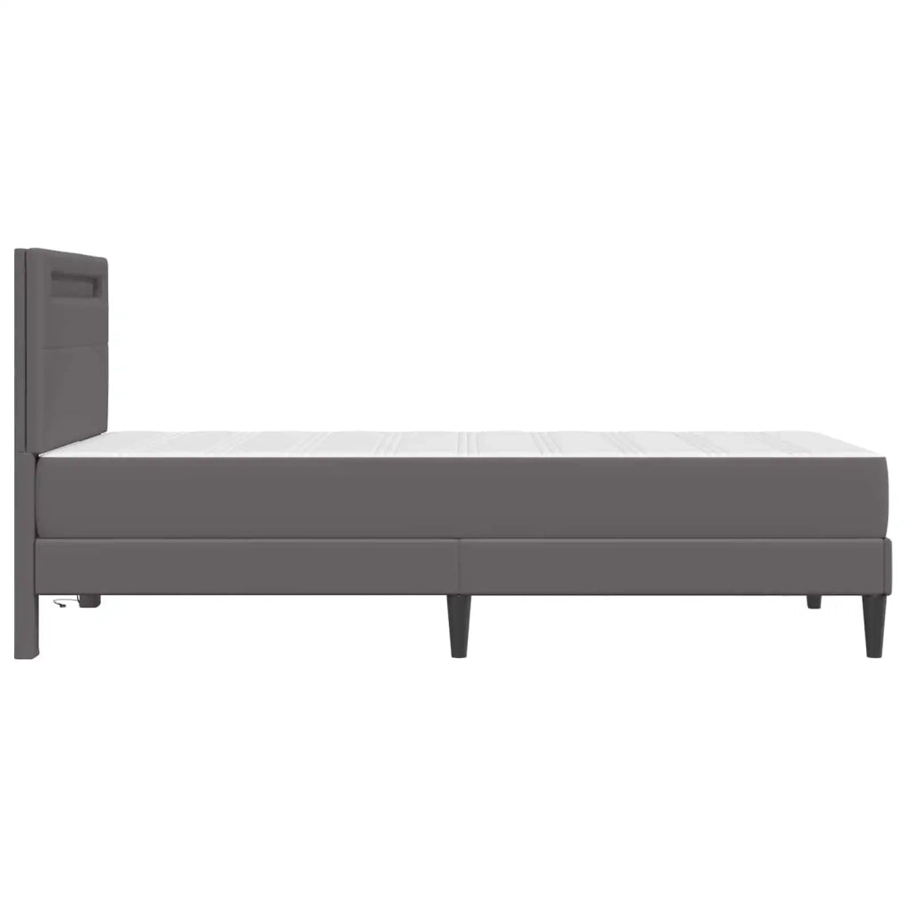Letto singolo | Letto per adulti | Struttura del letto con testiera Grigio 90 x 200 cm Similpelle