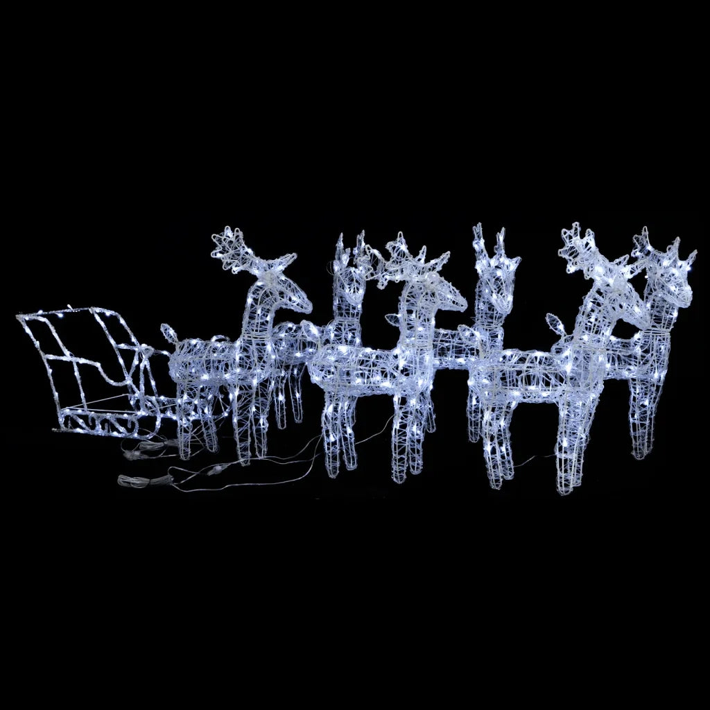 Decorazione Natalizia Renne e Slitta 320 LED Acrilico 3100424