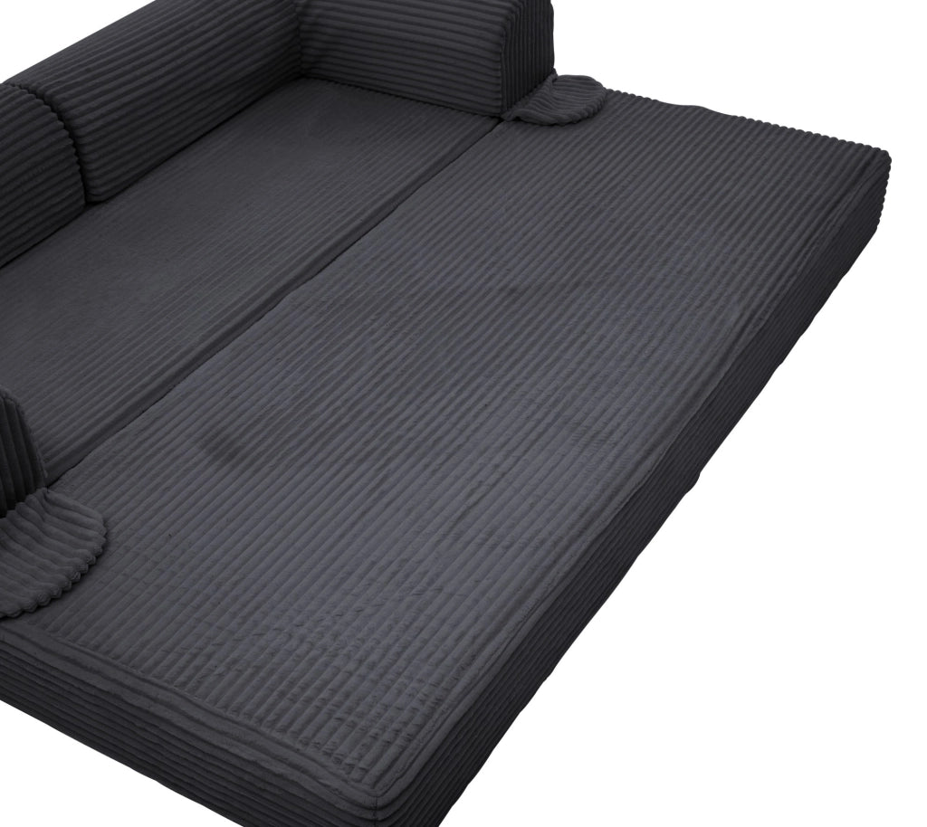Divano letto 2 posti 190x78x65 cm in tessuto a coste nero， letto aggiuntivo salvaspazio