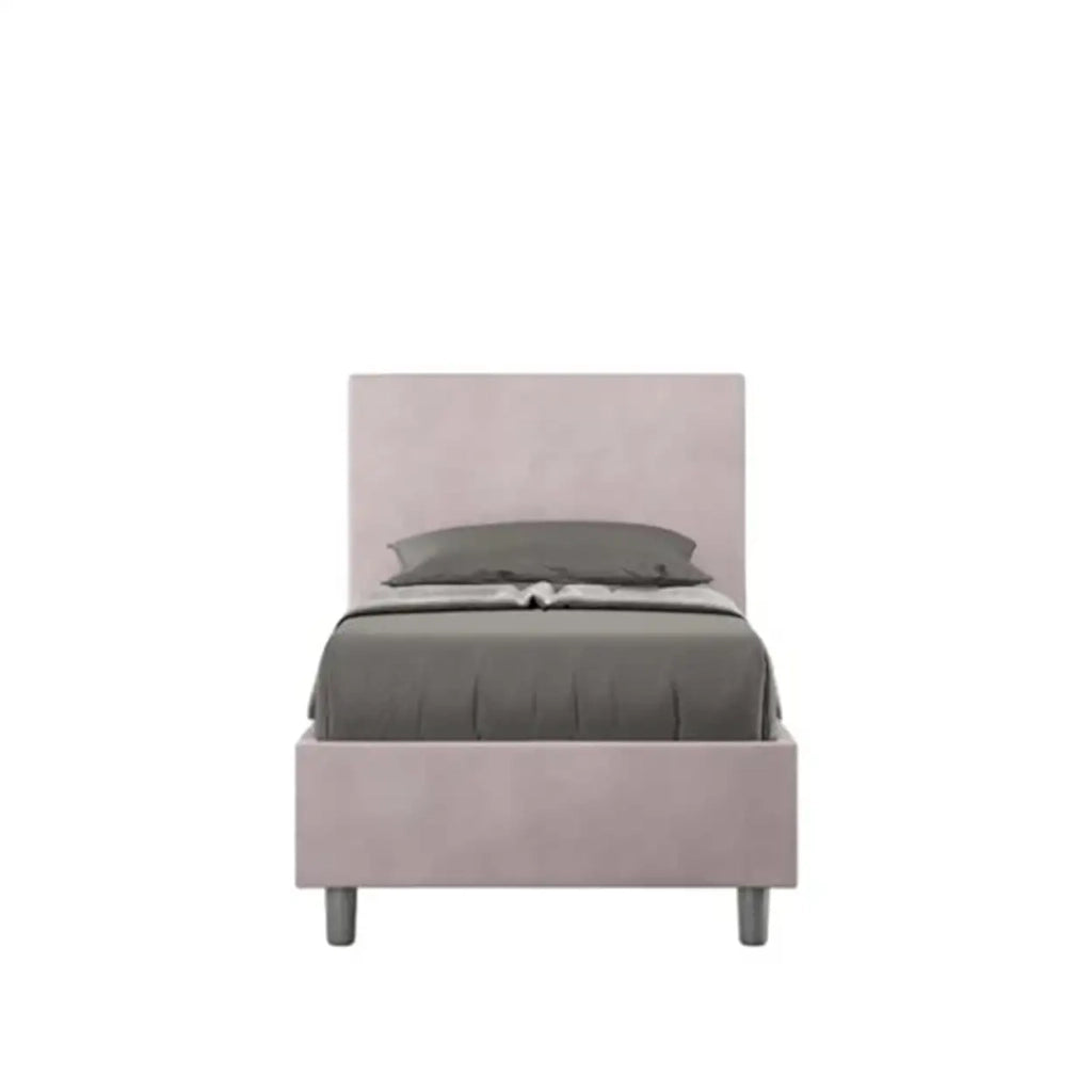 Letto singolo contenitore imbottito 80x210 microfibra glicine Adele