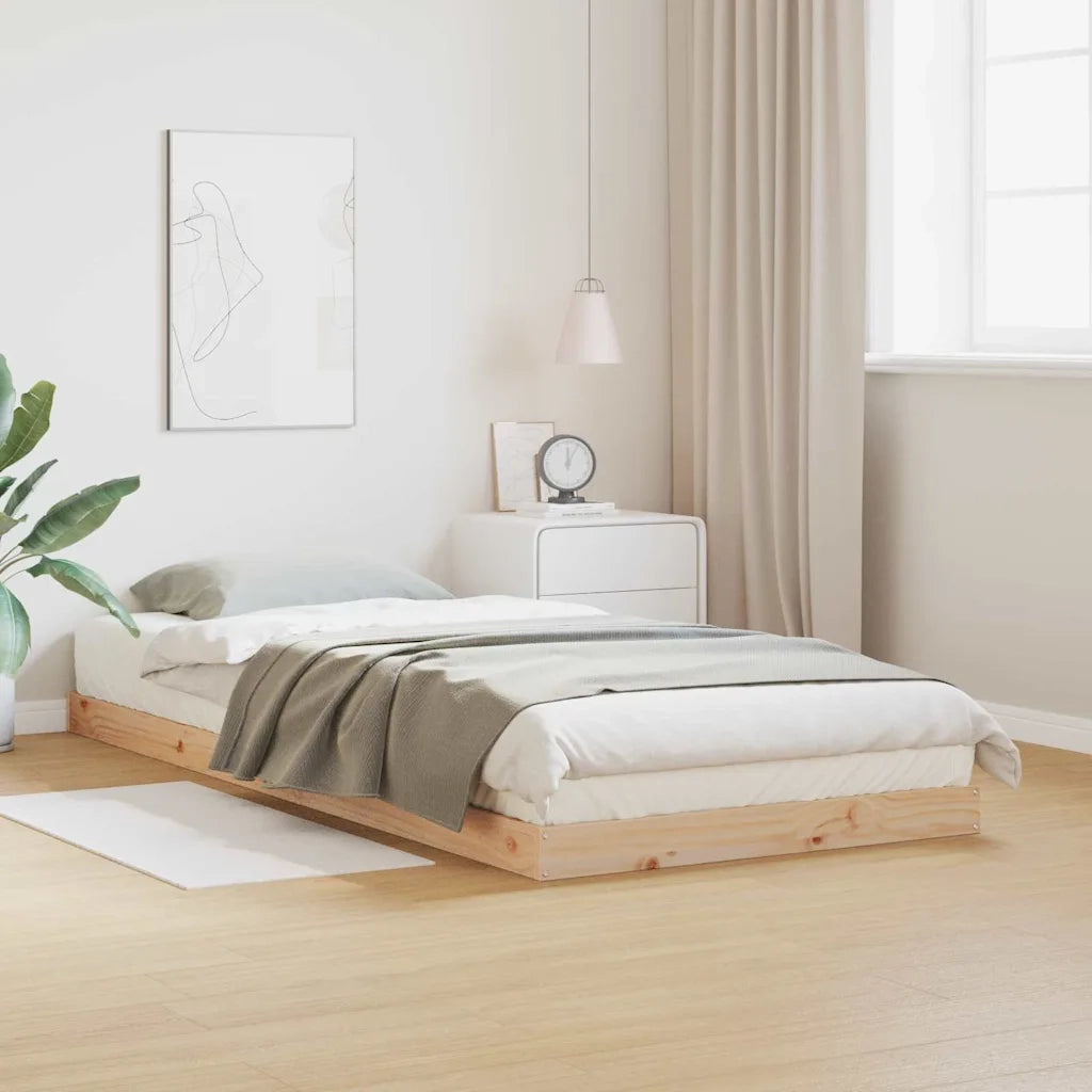 Letto singolo | Letto per adulti | Struttura letto a terra Naturale 100 x 220 cm Pino massello