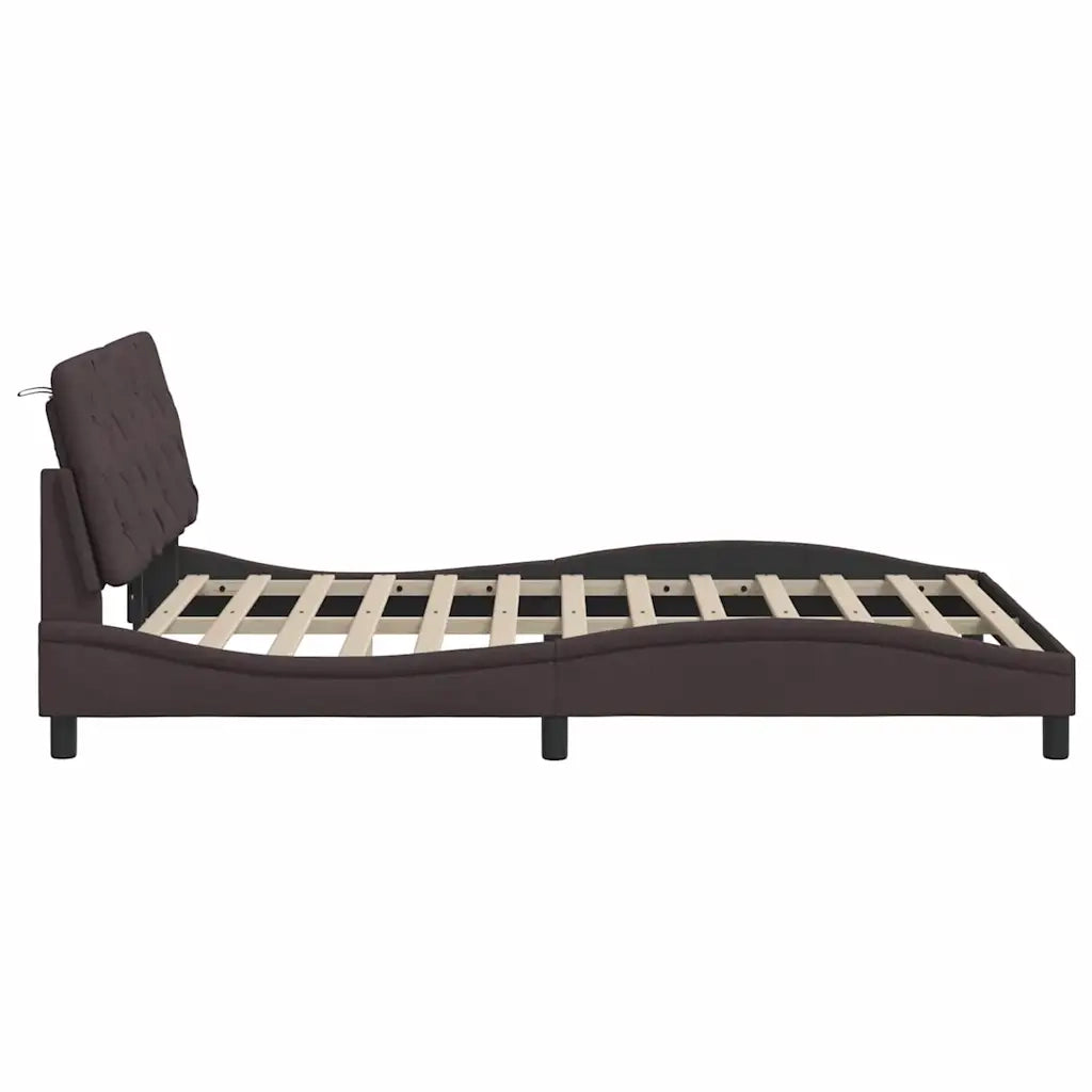 Letto matrimoniale | Letto per adulti | Giroletto senza Materasso Marrone Scuro 120x200 cm Tessuto